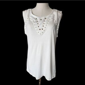 Zara white tank top with gold detail - Size Large